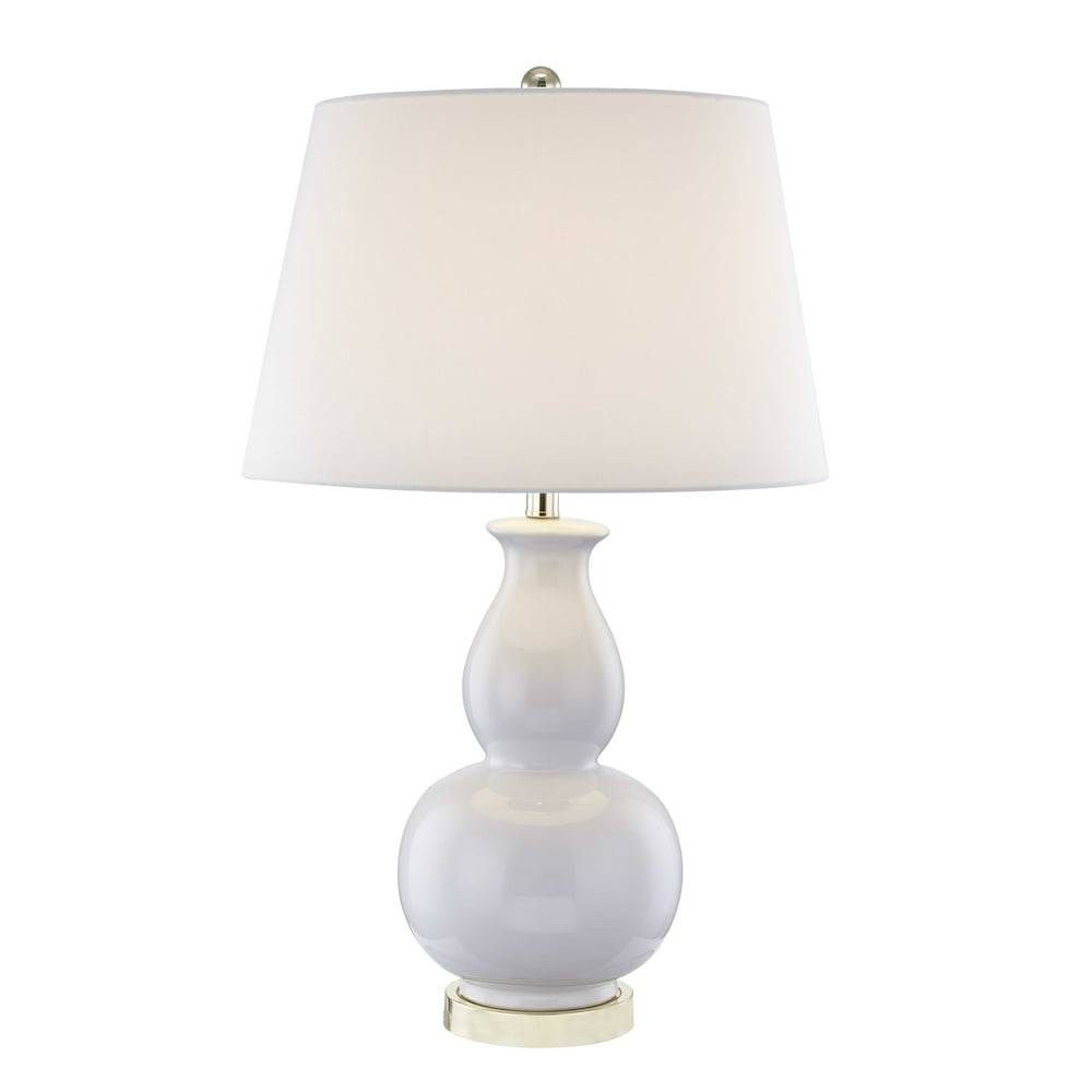 Contemporary Ceramic Table Lamp with Double Gourd, White