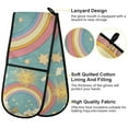 thumbnail image 2 of Yayeee Double Oven Mitt Kitchen Heat Resistant Baking 35" x7" Quilted Glove, Retro Beige Rainbow, 2 of 6