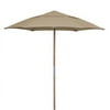 7.5' Hex Beach Umbrella 6 Rib Push Up Natural Ash with Beige Spun Acrylic Canopy