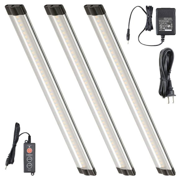 Lightkiwi T4460 6000K, 9W, 24V DC Dimmable Led Éclairage sous Armoire Kit 3 Panneaux, 12 Pouces, Blanc Froid