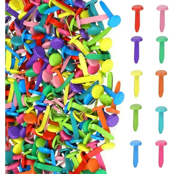 Set of 200 Metal Fasteners,Multicolor Round Paper Fasteners for Craft,0.8x0.3In Portable DIY Supplies for Crafting Art,Scrapbooking,Office