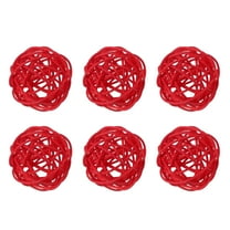 Uxcell 6 Pcs Wicker Rattan Balls 2 Inch Rattan Decorative Balls Vase Fillers for Wedding Party Centerpiece Bowls Home Decoration, Red