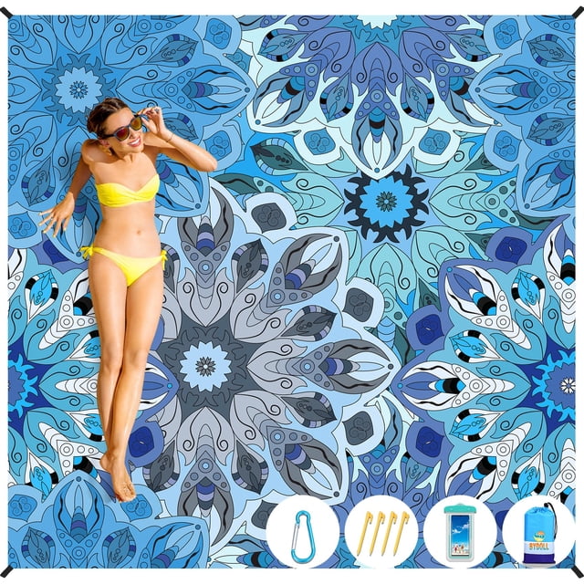 Manta de playa BYDOLL, 198 x 206 cm, impermeable y resistente a la arena, tamaño grande