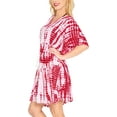 thumbnail image 2 of HAPPY BAY Women's Loungewear Oversize Caftan Knee Length Housecoat 2X-3X Cranberry Tart, Tie Dye, 2 of 4