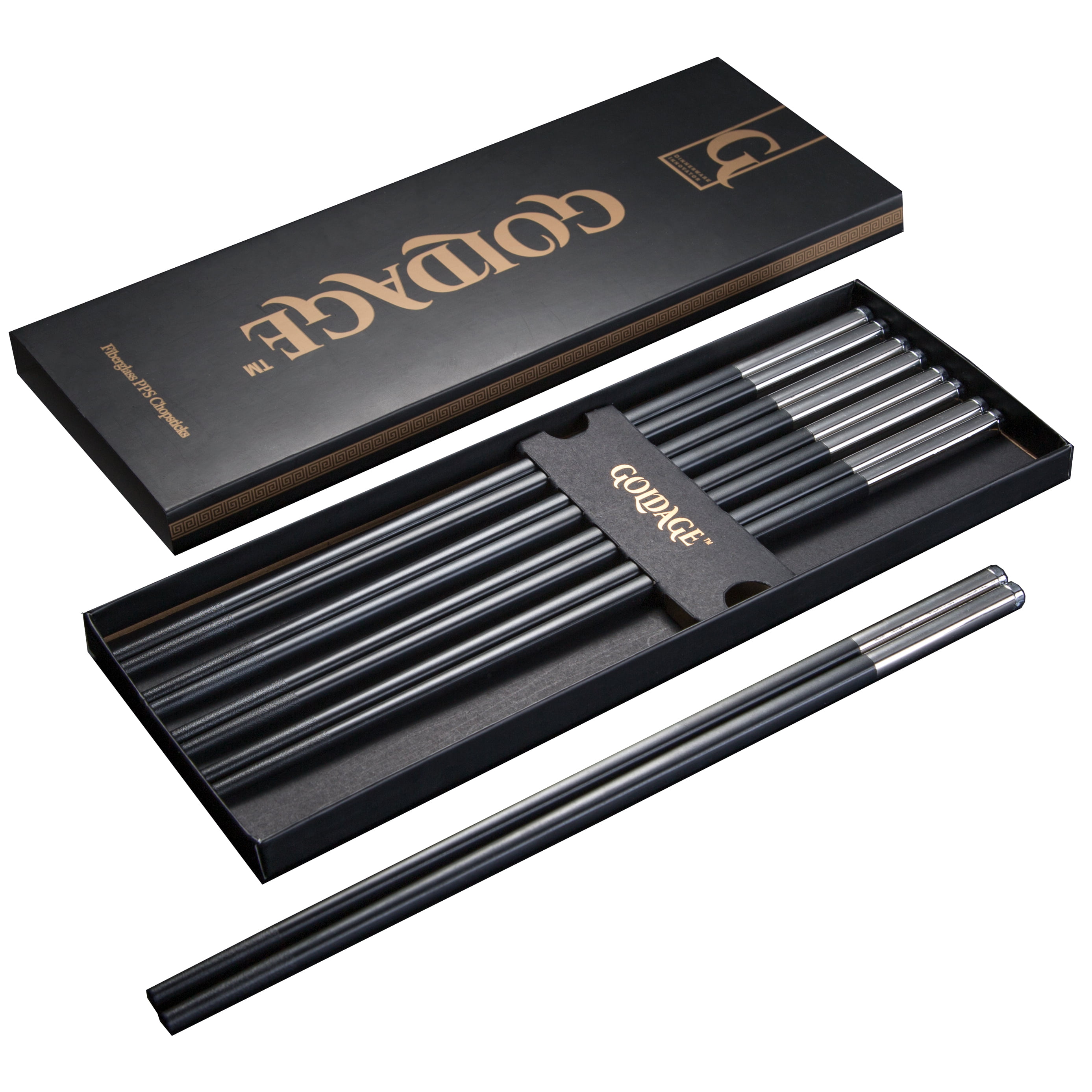 Mikilon Fiberglass Dishwasher-safe Chopsticks Black Pattern A Perfect for Eating Sushi