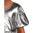 thumbnail image 4 of Wonder Nation Girls Metallic Knit Puff Sleeve Dress, Sizes 4-18 & Plus, 4 of 5