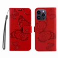 thumbnail image 4 of Dteck for Apple iPhone 15 Pro Max with Card Holder, Shockproof Magnetic Wallet Card Pocket PU Leather Kickstand Women Men Embossed Butterfly Wrist Strap Flip Folio Case, red, 4 of 5