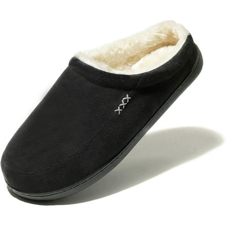 

Men s Warm Memory Foam Suede Plush Shearling Lined Slip on Indoor Outdoor Clog House Slippers