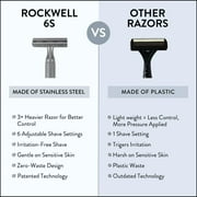 Rockwell Razors 6S Stainless Steel Adjustable Safety Razor for Men with 5 Razor Blades, Matte Silver