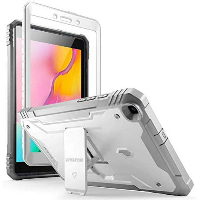 Galaxy Tab A 8.0 2019 Étui Robuste avec Support, SM-T290 SM-T295, Poetic Étui Antichoc Intégrale, Protecteur d'Écran Intégré, Révolution, pour Samsung Galaxy Tab A Tablette 8.0 Pouces (2019), Blanc/gris