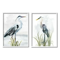 Stupell Industries Soft Nautical Egrets Animals & Insects Painting White Framed Art Print Wall Art, 16 x 20, Set of 2