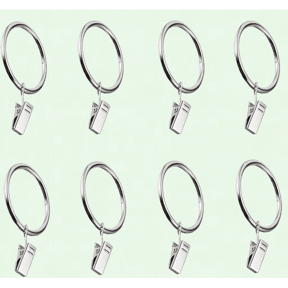 25 Pack Curtain Clip Rings with 1 Inch Interior Diameter Metal Drapery Rings Clips Rustproof Heavy Duty Window Curtain Rod Ring Clamp (Silver)
