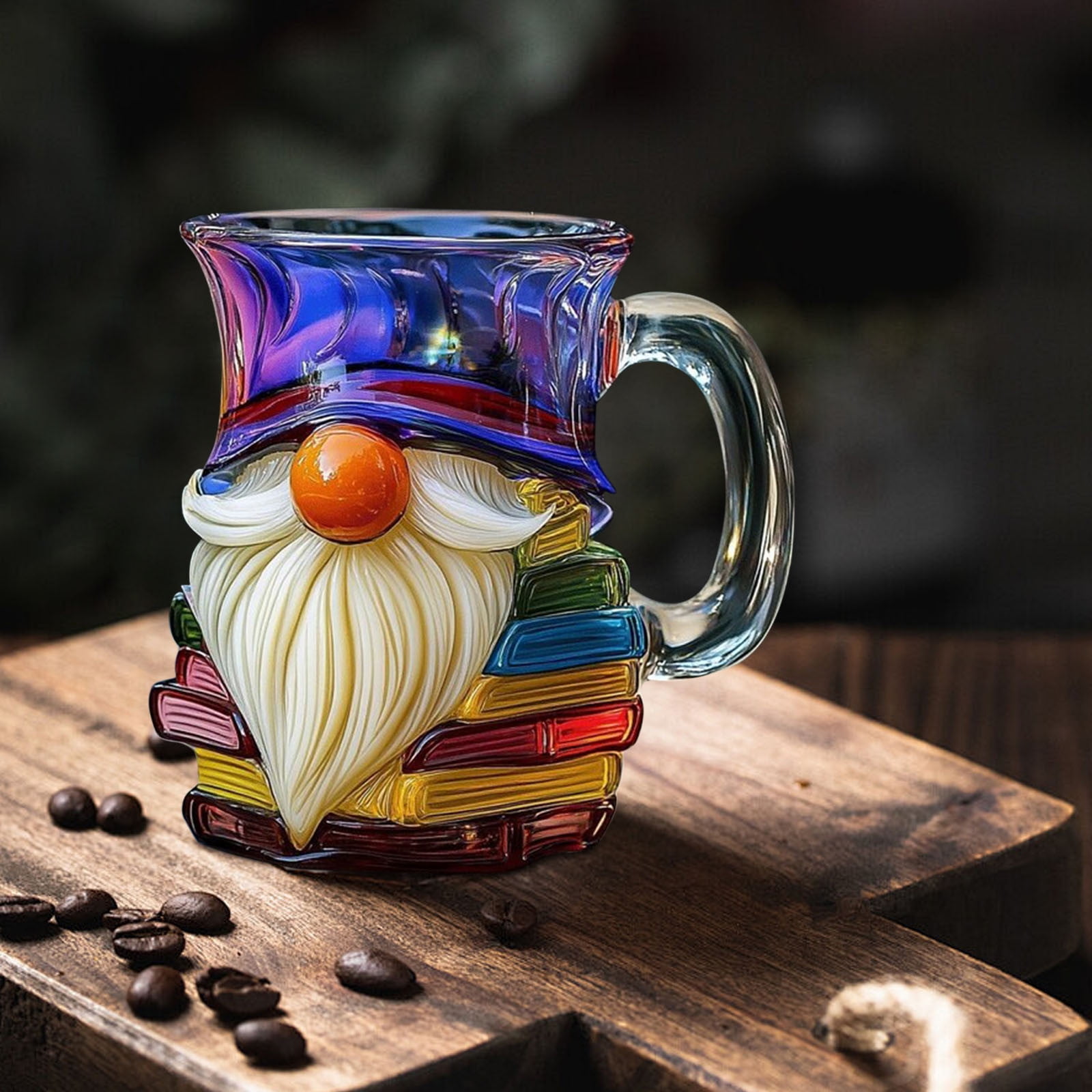 2 Pcs Painted Gnome Book Mug, Unique Books Stack Coffee Cup,Novelty 3D Painted Books Coffee Mug,Unique Gifts for Book Lovers