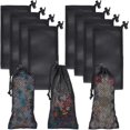 thumbnail image 1 of Bolsas de filtro de poliéster, bolsas de malla con cordón y cierre de cordón, rectangulares, negras, 20,5 x 9,8 x 0,1 cm, para hacer tú mismo, 1 of 6