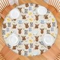 thumbnail image 2 of Beige Highland Cow Bathtub Flower Pattern Round Fitted Tablecloth with Elastic Edge,Dining Table Cover Waterproof,Outdoor Round Tablecloth for Camping,Dining,Indoor and Outdoor, 2 of 7