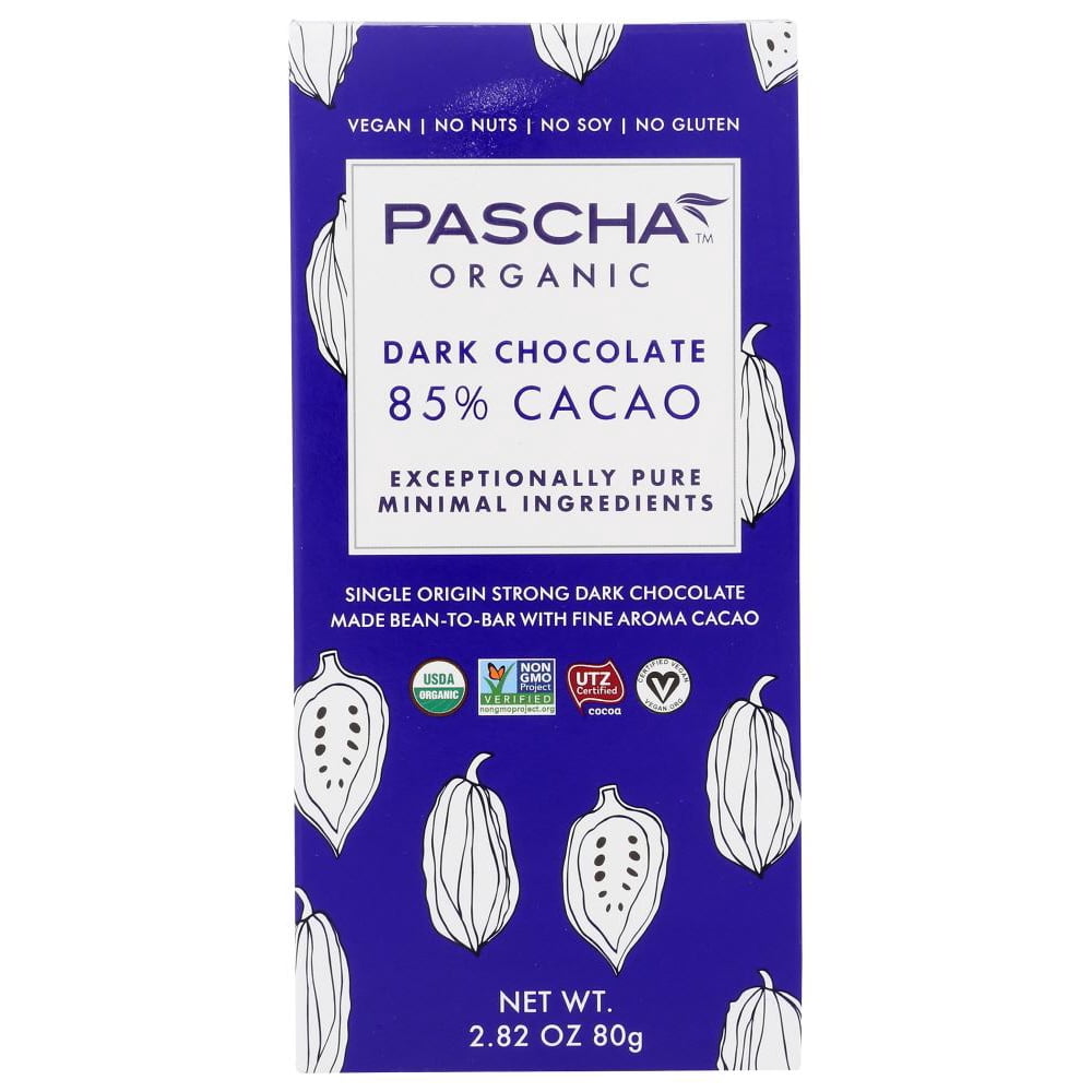 Pascha Dark Chocolate, Organic, 85 Cacao 2.82 oz (Pack of 10