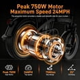 thumbnail image 6 of Upgraded P1PRO 14" Folding Electric Bike for Adult, Max 75 Miles 24MPH Electric Bicycle, 48V 22.5Ah Removable Battery, PAS Control, E-Bike for Adults Teens, Front Suspension, 6 of 10
