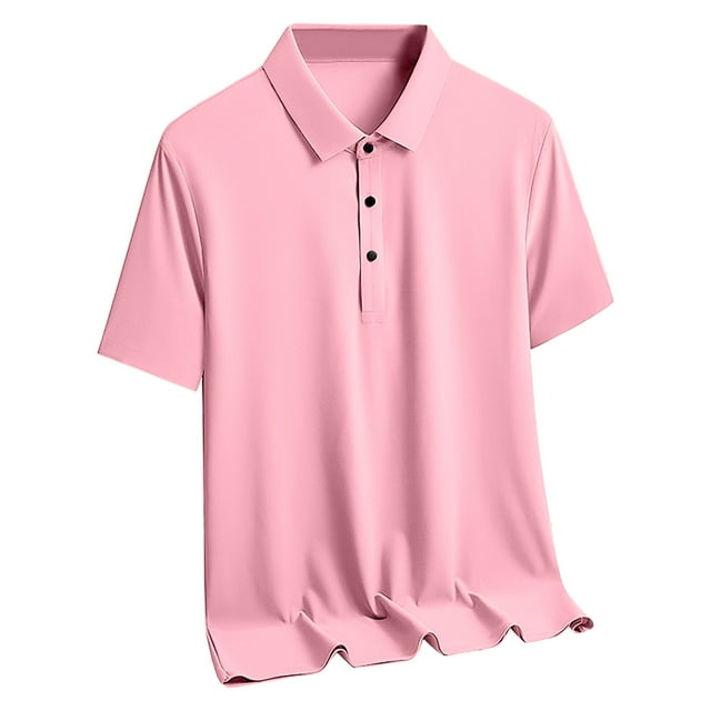 Weiqiqre Mens Short Sleeved Solid Color Ice Silk Shirt Short Sleeved Lapel Top Breathable and Comfortable Basics for All Seasons - Solid Color Regular Fit