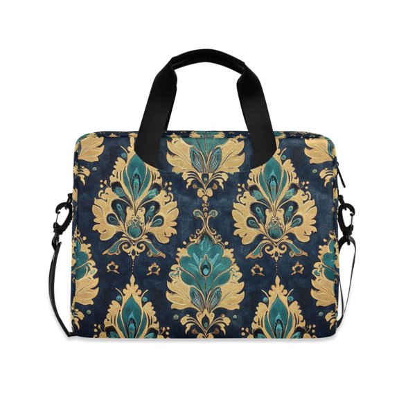 FORMRS 16" Laptop Bag Carrying Sleeve Case with Handle Travel Shoulder Briefcase, Green Peacock Pattern