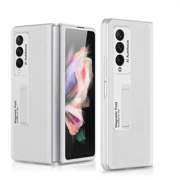 TECH CIRCLE Samsung Galaxy Z Fold 4 5G 2022 Case,Ultra Slim PU Leather Kickstand Rugged Shockproof Protective Phone Case for Samsung Z Fold 4 7.6 inch,Silver
