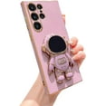 thumbnail image 5 of Compatible with Samsung Galaxy S23 Ultra Case Cute 3D Astronaut Stand Holder Phone Case Plating Camera Lens Protection Soft Silicone Bumper Shockproof Cover S23 Ultra Case 6.8" for Women (Pink), 5 of 8