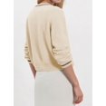 thumbnail image 6 of Women's Cropped Cardigan Sweaters Fall Long Sleeve Button Down Color Block Knit Outwear Coats Color M, 6 of 7