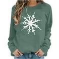 thumbnail image 5 of SYMOID Womens Green Snowflake Sweatshirt, Vintage Christmas Cotton Sweatshirt, Loose Fit Crew Neck Long Sleeve, Size S-XXL,Size L, 5 of 6
