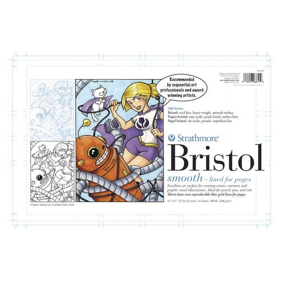 Strathmore 200 Series Bristol Drawing Pad, 11 x 17 Inches, 100 lb, 24 Sheets