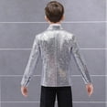 thumbnail image 5 of Toddler Boys Gentleman's Blazer Blazer Formal Suit Red Sequin Jacket Silver,7-9T, 5 of 5