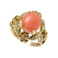 thumbnail image 3 of Genuine natural pink coral ring Hawaiian plumeria flower maile 14k yellow gold size 9.5, 3 of 5