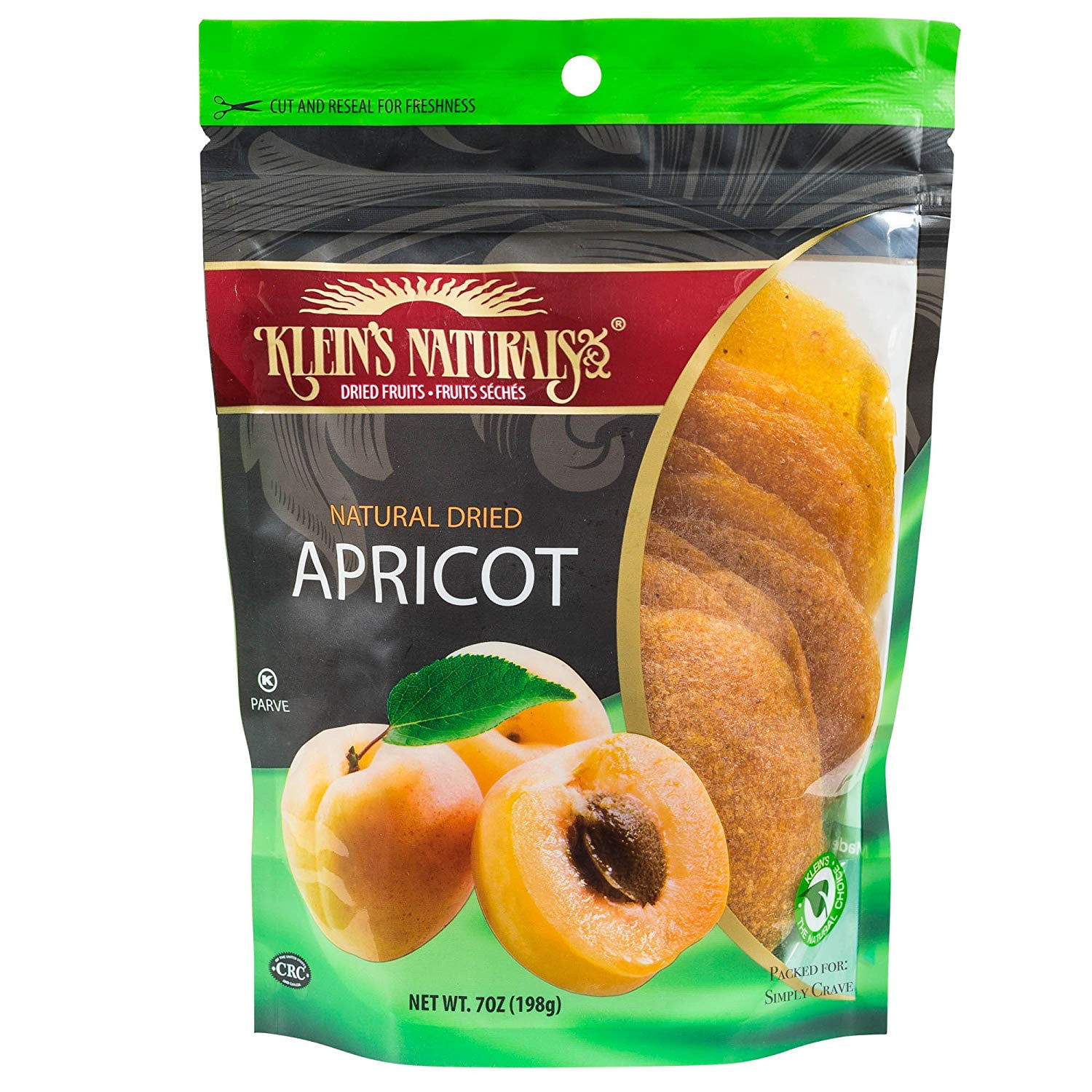 Klein's Naturals Natural Dried Apricot, 7Ounce Pouch