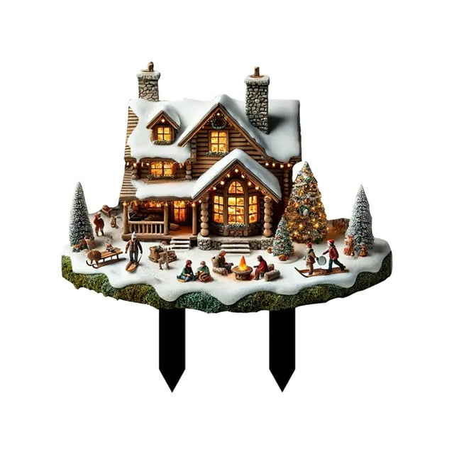 SIfdSeng Get it Fast Christmas Architecture Plan Wooden Sign Festive Home & Garden Holiday Atmosphere Insert for Christmas Season