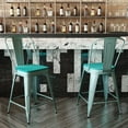 thumbnail image 3 of BizChair Commercial Grade 24" High Mint Green Metal Indoor-Outdoor Counter Height Stool with Back with Mint Green Poly Resin Wood Seat, 3 of 13