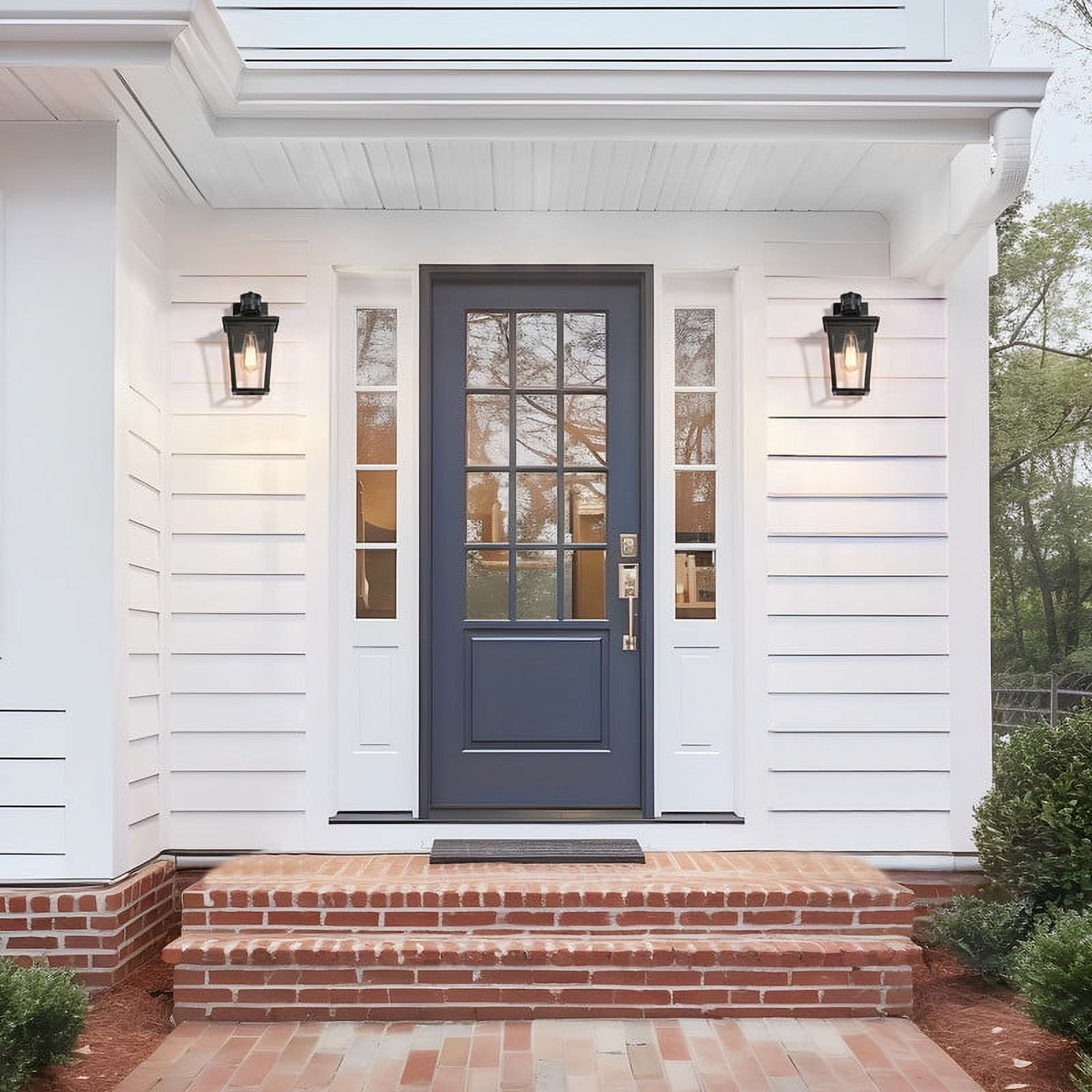 LNC Motion Sensor Outdoor Wall Light with Dusk to Dawn, Black Lantern Sconce for Entryway