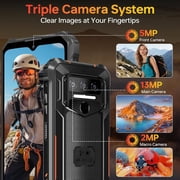 OUKITEL WP23S Rugged Phone Unlock, 10600mAh Battery, 4GB RAM, 64GB Storage, 6.52-inch, Android 15, Black/Orange/Green