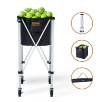 Portable Tennis Ball Basket Cart - Holds 150 Balls, Aluminum Alloy Frame, Foldable Design with Wheels & Carry Bag for Coaches