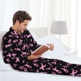thumbnail image 6 of Salouo Breast Cancer Awareness Print Button-Front Long Sleeve Pajama Set for Men, Soft 2Pjs Men's Long Sleeve Sleepwear-Large, 6 of 7