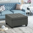 thumbnail image 2 of Noble House Willa Contemporary Tufted Fabric Storage Ottoman, Dark Gray, Dark Brown, 2 of 9