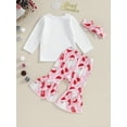 thumbnail image 5 of GXFC Toddler Girl Christmas Holiday Party Outfits Clothes 6M 1T 2T 3T 4T Kids Girls Long Sleeve Letter Santa Print T-Shirts+Flare Pants 2Pcs Holiday-themed Clothing for Children Girl, 5 of 9