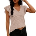 thumbnail image 2 of Craaazy Women's Plus Size Friendly Striped V-Neck Ruffle Short Sleeve Top for Daily Wear, 2 of 6
