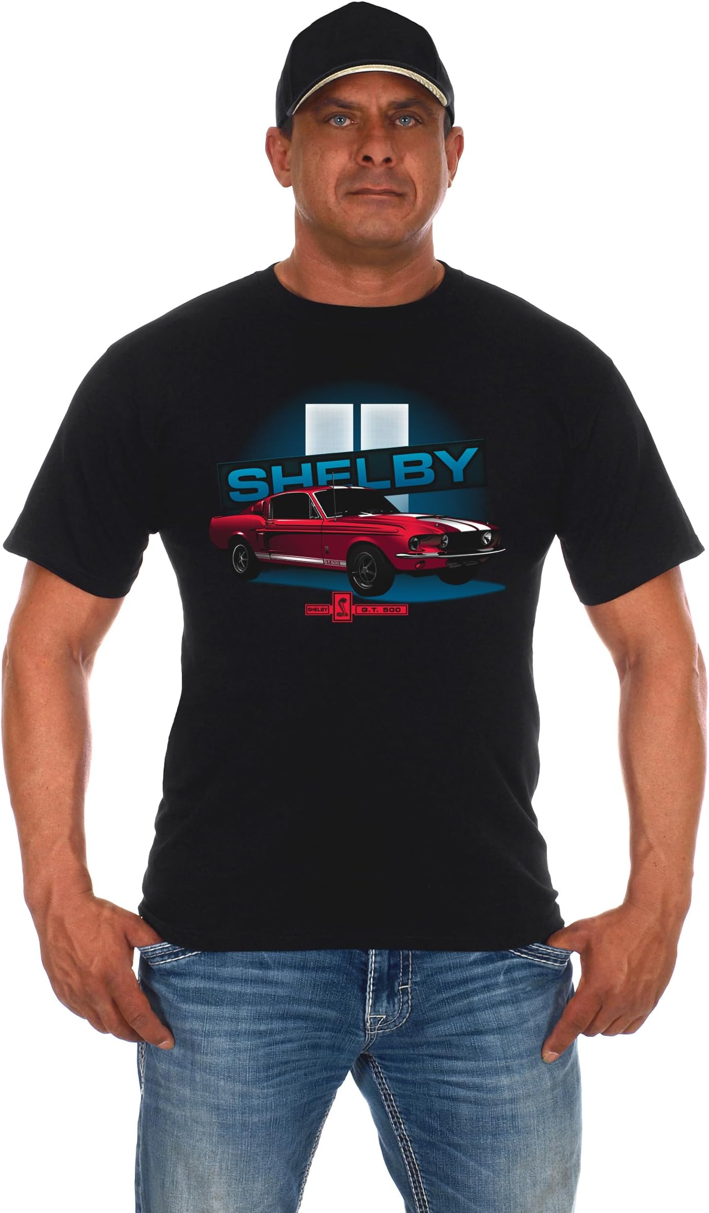 T-Shirt Uomo Ford Mustang – Tri-Bar Pony Distressed Collage, Nero, X-Large