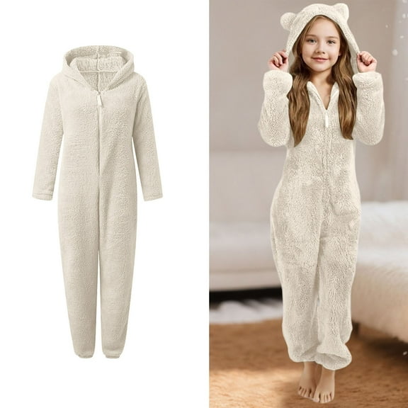 Boys Halloween Pajamas Fleece Jumpsuit Winter Romper Casual Zip Up Bear One - Piece Kids Sleepwear Costumes for Kids 7-8 Years