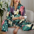 thumbnail image 6 of Lsque Green Tropical Leaves Pattern Long Sleeve Pajama Set for Women - Soft 2-Piece Sleepwear and Loungewear Set with Pockets, Comfy Nightwear-Large, 6 of 7