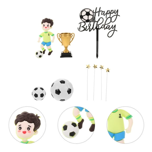 OULII Football Cupcake Decorations Assorted Color Plastic for Cake Use
