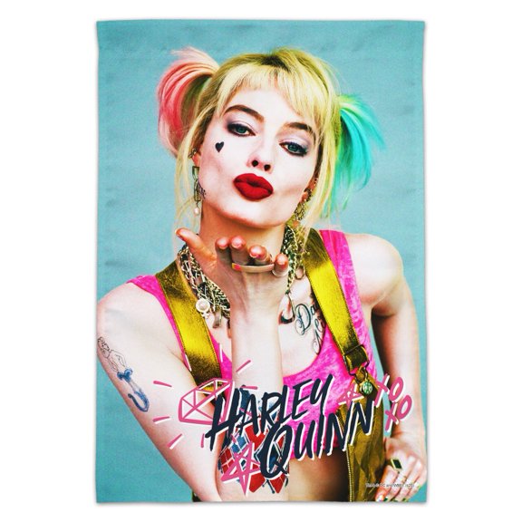 Birds of Prey Harley Quinn Blowing Kisses Garden Yard Flag