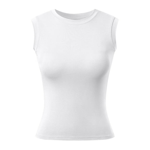 Women's Casual Sleeveless Tank Tops With Built In Bra Round Neck For Summer Outdoor Music Festival And Daily Wear