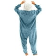 thumbnail image 7 of Unisex Onesie Adult Sleepwear Loose Funny Hooded Outfit Plush Winter Warm Pajamas with Pocket Blue S, 7 of 7