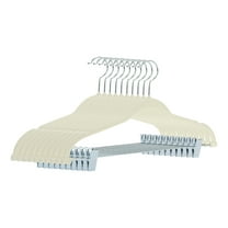 Unique Bargains Non-Slip Flocked Hangers with Pinch Clips 10 Packs Beige
