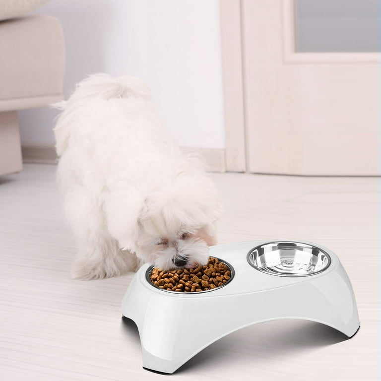 Pet Feeder Bowls Double Stainless Steel (Set of 2) - Removable Raised  Feeding Station Tray Dog Puppies Animal Food Water Holder Container Dish  Table Dinner Set with Elevated Stand (Blue) 