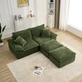 thumbnail image 2 of Aukfa 81" Oversized Modular Sectional Sofa, Corduroy Upholstered Cloud Couch with Two Ottomans, Deep Seat Comfy Sofa Set for Living Room, Green, 2 of 7